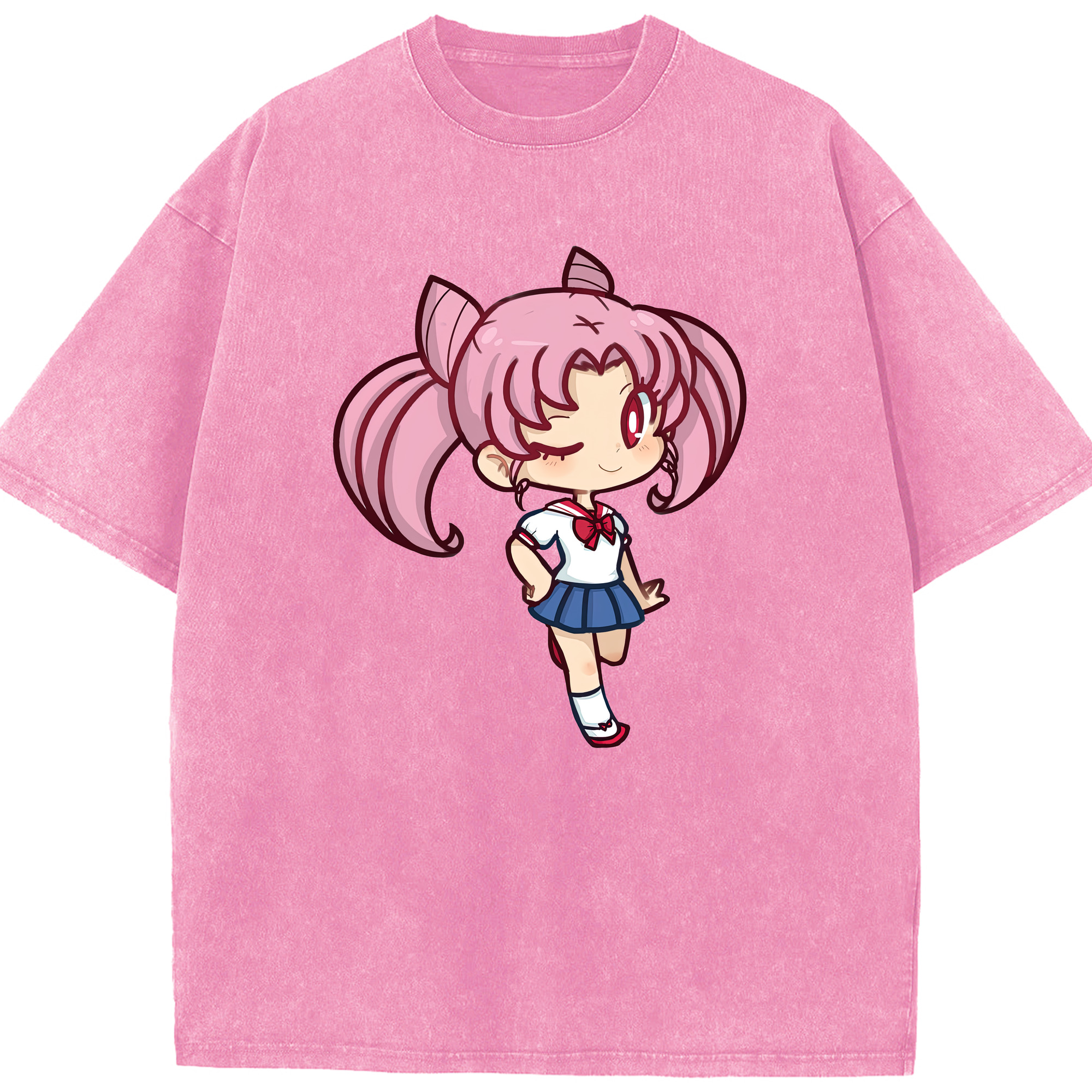 （画像用） 美少女戦士セーラームーン ちびうさ Sailor Moon Chibiusa Tsukino Usagi Small Lady Serenity 綿100% ヴィンテージ風 半袖Tシャツ（フロントプリント）
